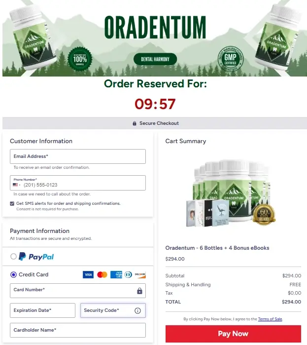 Oradentum Order Page